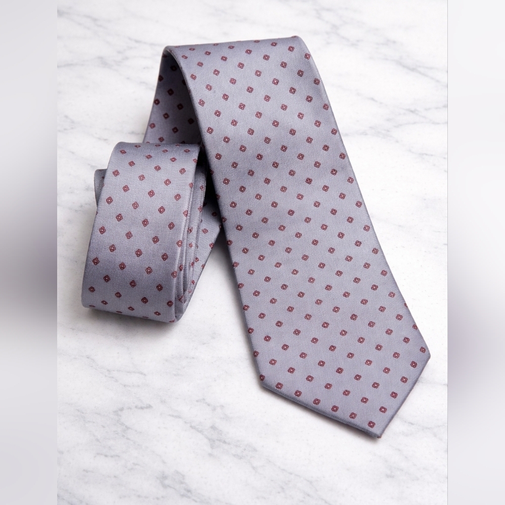 Vintage Christian Dior  Elegant Gray and Red Men's Tie